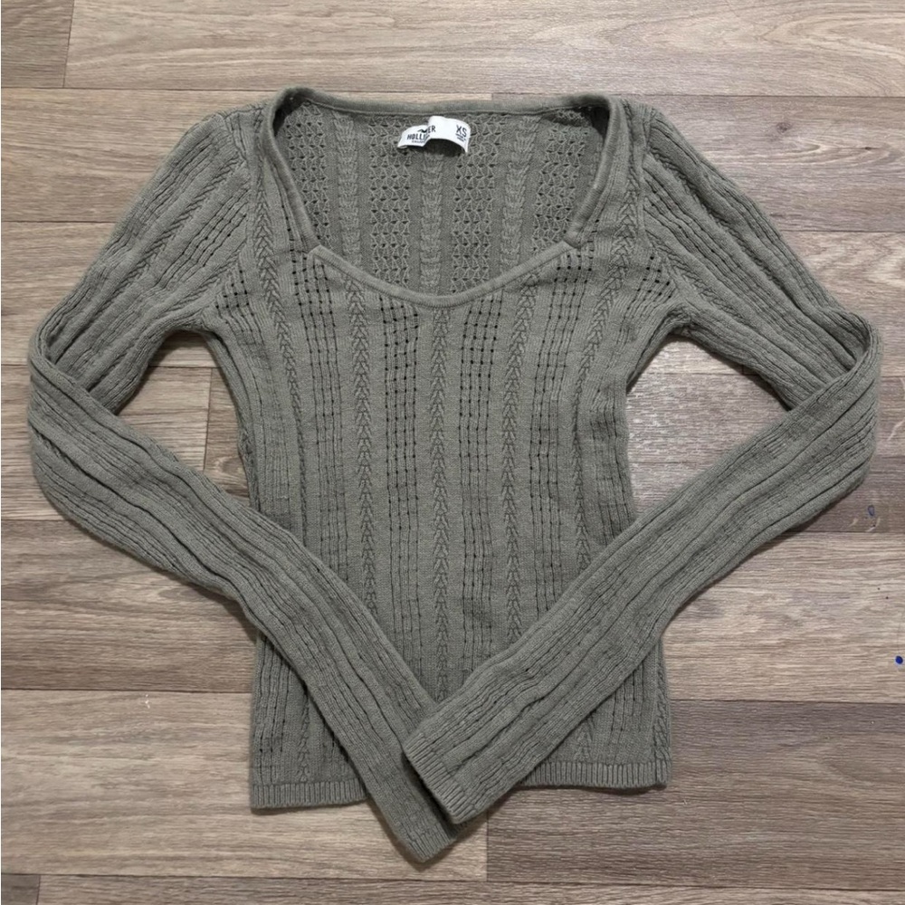 Hollister Sage Green Scoop Neck Sweater